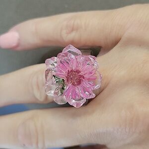 PRESSED FLOWER RING, METAL FREE